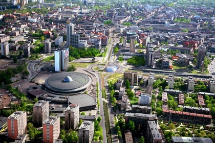 Katowice* - Region um das Stadtzentrum aus der Vogelperspektive